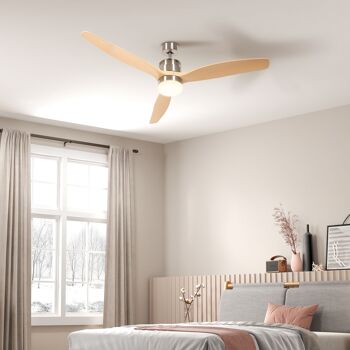 Ventilateur de plafond réversible avec lumière LED 6 vitesses silencieux - télécommande - diamètre 132 cm, naturel 2