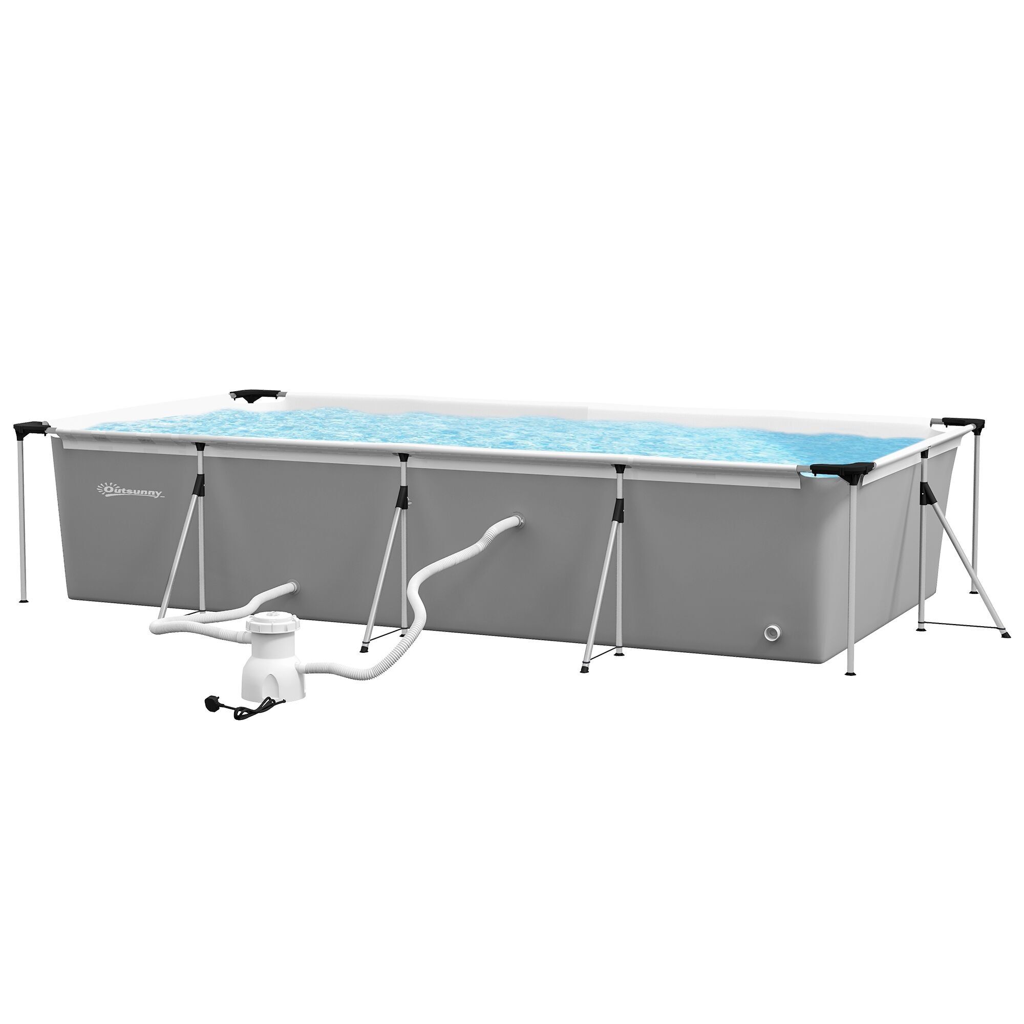 Piscina fuori terra rettangolare per 5 persone Struttura in metallo con filtro, pompa di riparazione 472 L x 282 L x 80 H cm