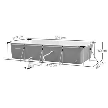 Piscine Hors Sol rectangulaire 5 personnes Cadre en métal avec Filtre, pompe patch de réparation 472L x 282l x 80Hcm 5