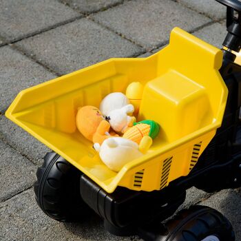 HOMCOM Tracteur à pédales enfant de 3 à 6 ans tractopelle avec remorque pelle et râteau jaune noir 7