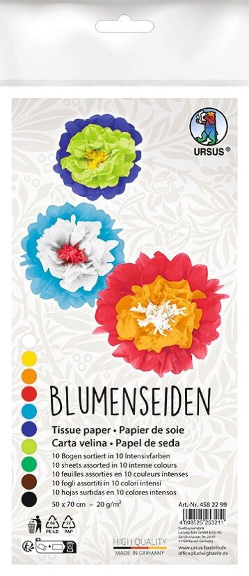 Blumenseiden "intensiv", 10 Bogen gefalzt