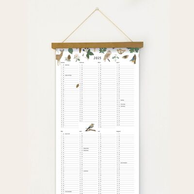 Calendario anual Resumen anual 2025 | Calendario de pared | Planificador anual largo con vacaciones || CORAZONyPAPEL