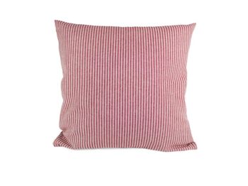 Housse de coussin 40x40cm – rayures rouge vin 1