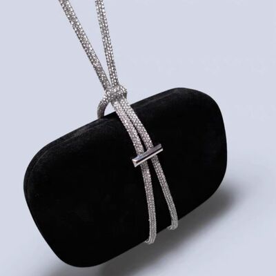 Pochette Luxe Black Velvet Party - Ceinture en diamants étincelants