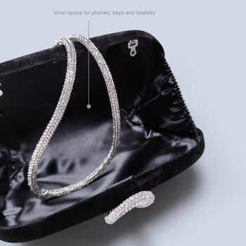 Pochette Luxe Black Velvet Party - Ceinture en diamants étincelants 5