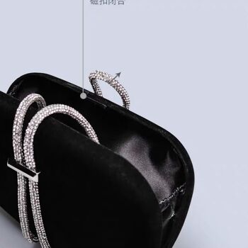 Pochette Luxe Black Velvet Party - Ceinture en diamants étincelants 6