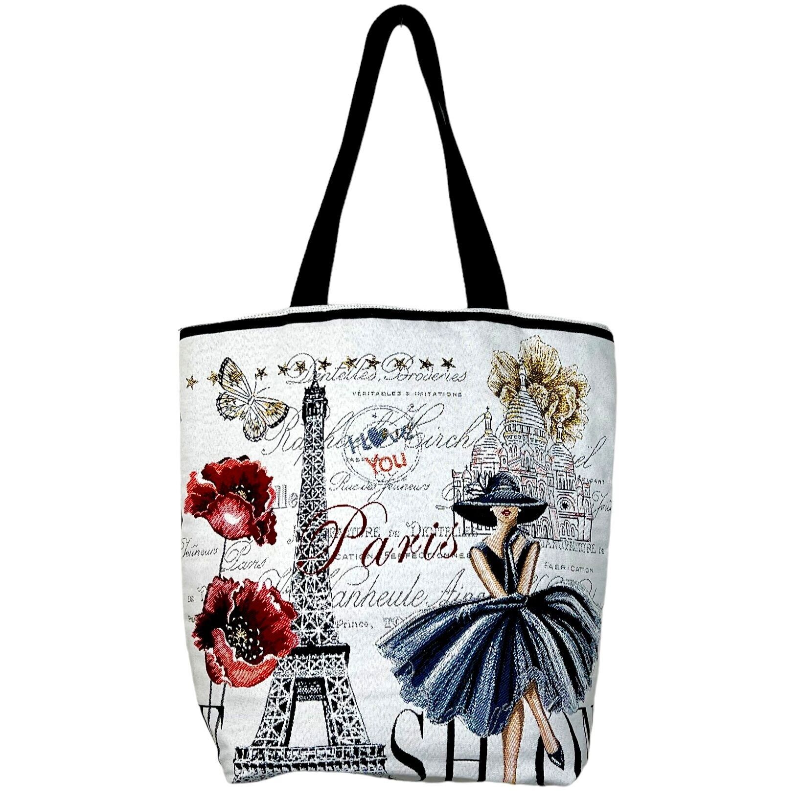 Borsa shopping jacquard, Adèle, bianco