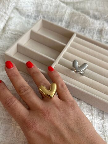 Bague Big Heart - doré ou argent 2