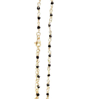 Vergoldete Kette – Perlen (Gold/schwarzer Kristall)