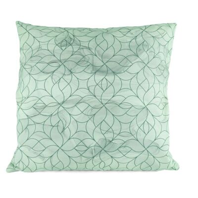 Housse de coussin 40x40cm – fleurs ondulées vert menthe