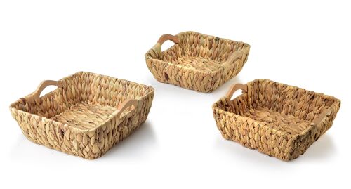 AMPARO COMBIN OF 3 Baskets XL:33.5x32xh13cm, L:30x28xh12cm, 25.5x24xh10cm