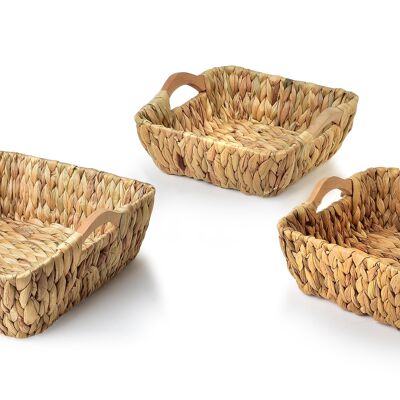 AMPARO COMBINAZIONE DI 3 Cestini XL:33.5x32xh13cm, L:30x28xh12cm, 25.5x24xh10cm