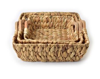 AMPARO COMBINAISON DE 3 Paniers XL:33.5x32xh13cm, L:30x28xh12cm, 25.5x24xh10cm 4