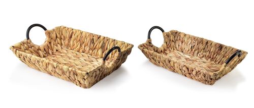 AMPARO Set of 2 trays with handles L:38x25h8cm, M:33x21xh7cm