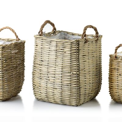 GUSTAV Lot de 3 paniers XL25X25XH29/35CM,L20X20XH27/H31CM, M16X16XH21/26CM