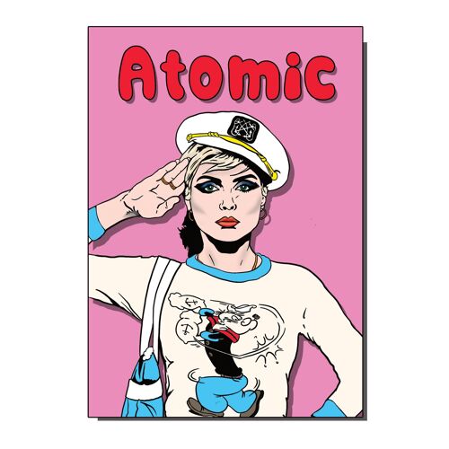 Atomic Blondie 1980s Inspired Button Pin Badge