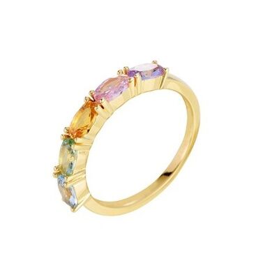 Saint Tropez Ring - Mint Flower - Silver and multicoloured zircons -