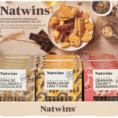 Expositor variado 15 unidades 3 sabores barritas Natwins