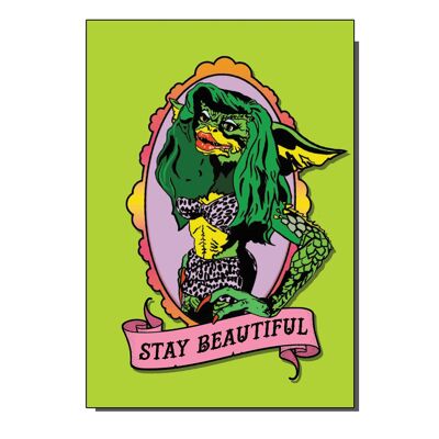 Stay Beautiful Greta Grußkarte, inspiriert vom Gremlins-Film aus den 1980ern