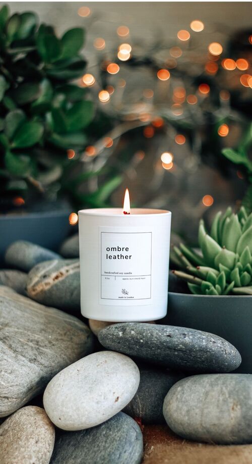 Soy Candle - Ombre Leather