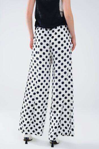 Pantalon large à pois avec taille élastique et poches 2