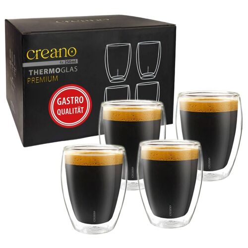 Creano doppelwandige Premium Gläser in Gastro Qualität, 4er-Set, 250ml