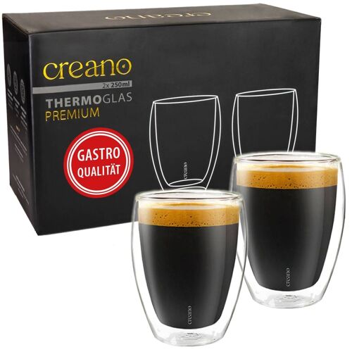 Creano doppelwandige Premium Gläser in Gastro Qualität, 2er-Set, 250ml