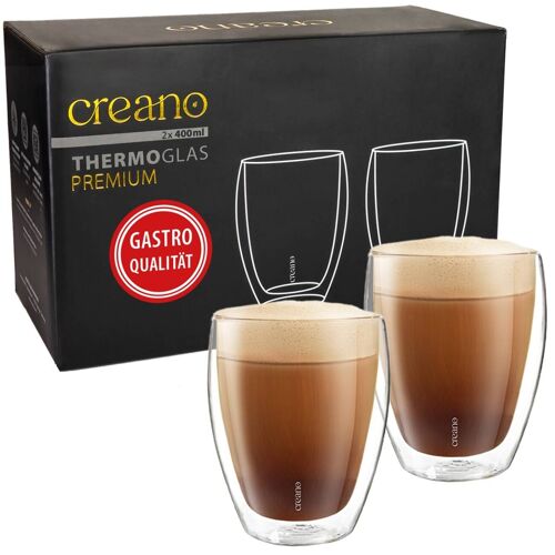 Creano doppelwandige Premium Gläser in Gastro Qualität, 2er-Set, 400ml