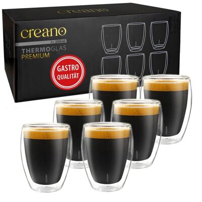 Creano double-walled premium glasses in gastro quality, set of 6, 250ml