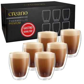 Verres premium Creano à double paroi de qualité gastro, lot de 6, 400 ml 1