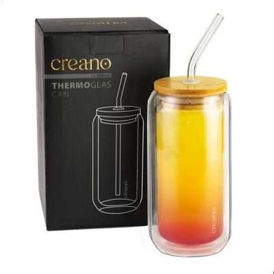 Bicchiere Creano a doppia parete con coperchio in bambù e cannuccia 360ml - tazza per frullato - tè a bolle - bicchiere da cocktail