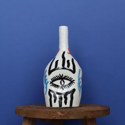 Kleine deformierte Soliflore-Vase – Berber-Symbole