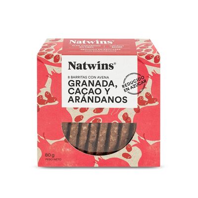 Barritas de Granada, Cacao y Arándanos Natwins 80 gr