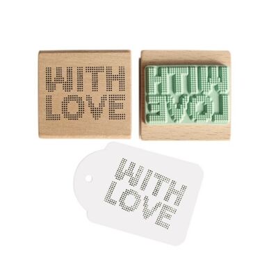 Stempel „With Love“ mit Punktmuster – einzigartiges Design für DIY-Projekte und Bastelarbeiten