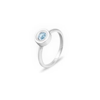 BAGUE TOPAZE BLEUE NATUREL ET ARGENT 1