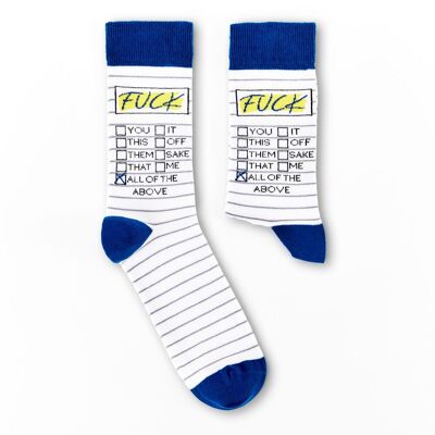 Unisex-Socken mit Aufschrift „Fuck Tick List“