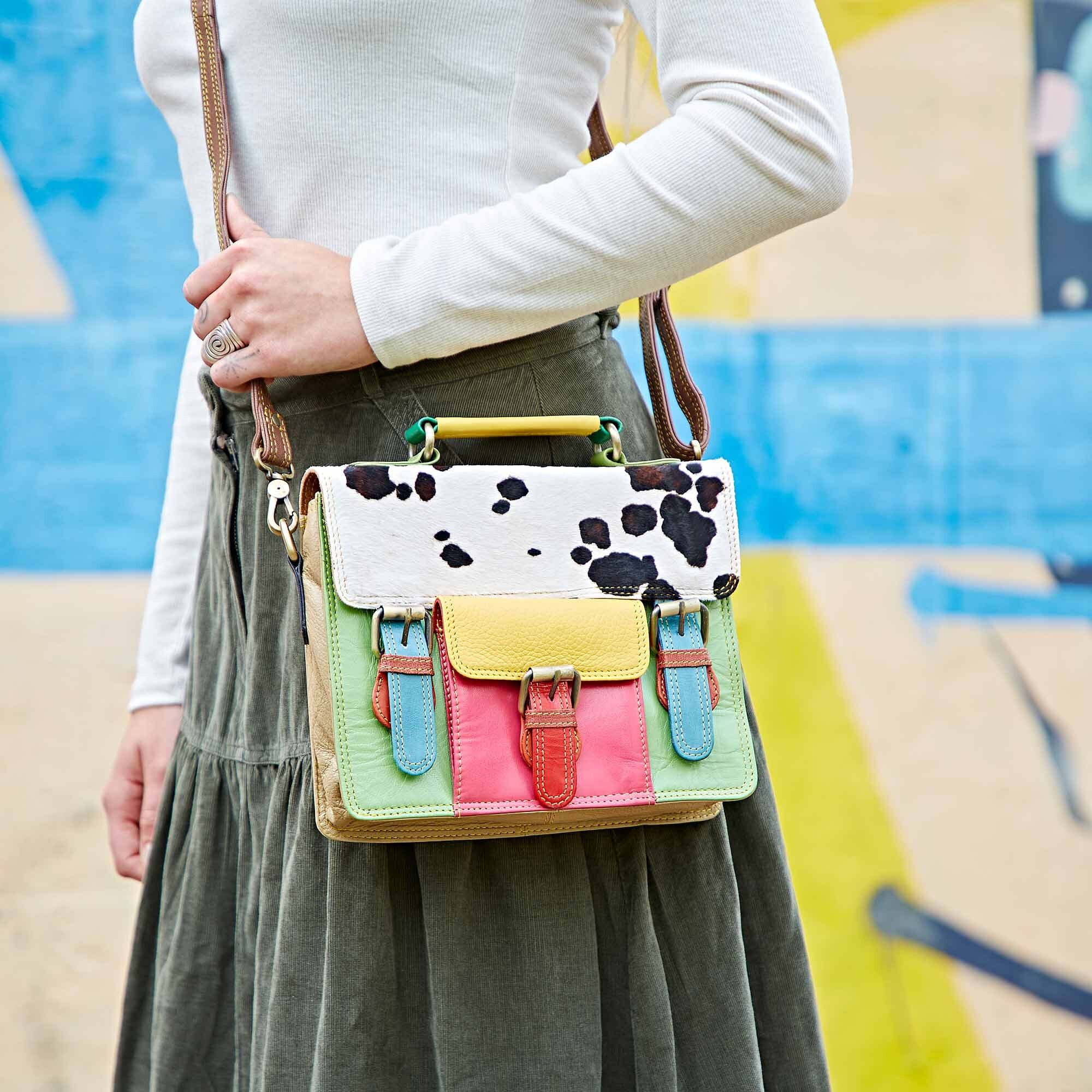 Akira Small Multicoloured Recycled Leather Animal Print Satchel