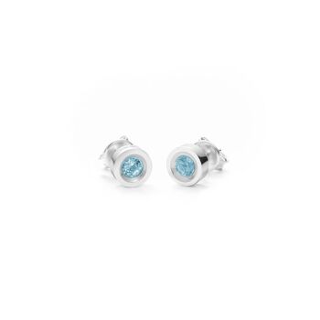 PETITES BOUCLES D'OREILLES ARGENT ET TOPAZE BLEUE NATUREL 1