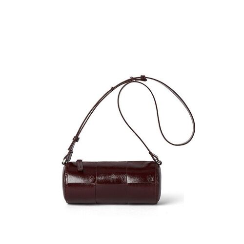 Genuine Patent Leather Cylinder Woven Crossbody Bag