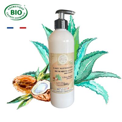 Sanfte Reinigungsmilch, parfümfrei, aus kontrolliert biologischem Anbau, Kabinenformat 500 ml
