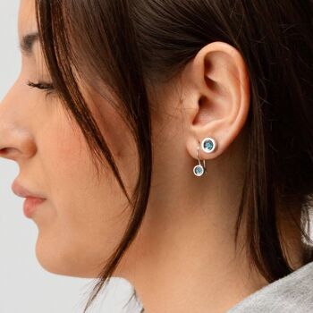 BOUCLES D'OREILLES ARGENT ET TOPAZE BLEUE NATUREL 2