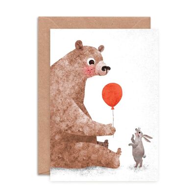 Biglietto d'auguri regalo con orso e coniglietto