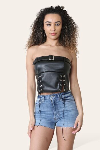 HAUT CORSET À LACETS AVEC CEINTURE NOIRE - 5603 2