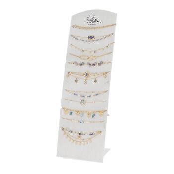 Kit de 28 (14+14) bracelets en acier inoxydable - doré bleu - présentoir offert 2