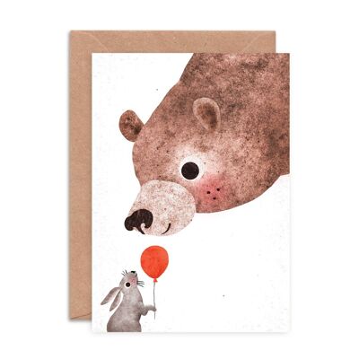 Grußkarte mit Bär und Hase