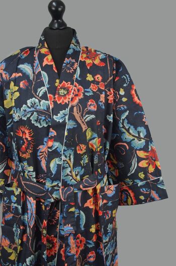 Robe de chambre kimono en coton - Black Paradise Bloom 1