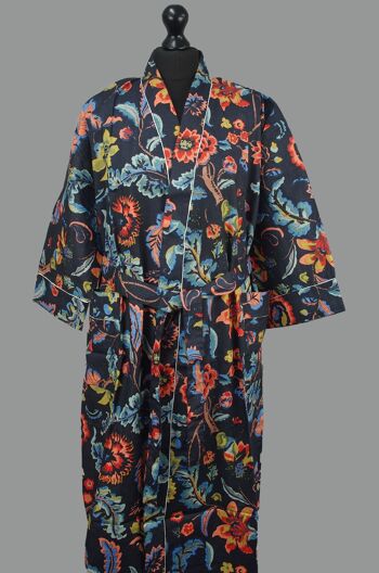 Robe de chambre kimono en coton - Black Paradise Bloom 3