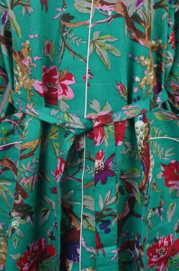 Robe de chambre kimono en coton - Vert forêt profonde 3