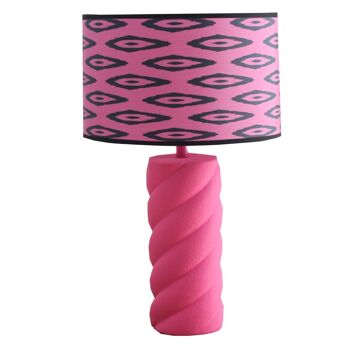 Lampe de table Housevitamin Twisted Candy - Céramique - Rose fluo 1