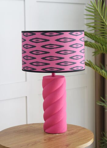 Lampe de table Housevitamin Twisted Candy - Céramique - Rose fluo 2